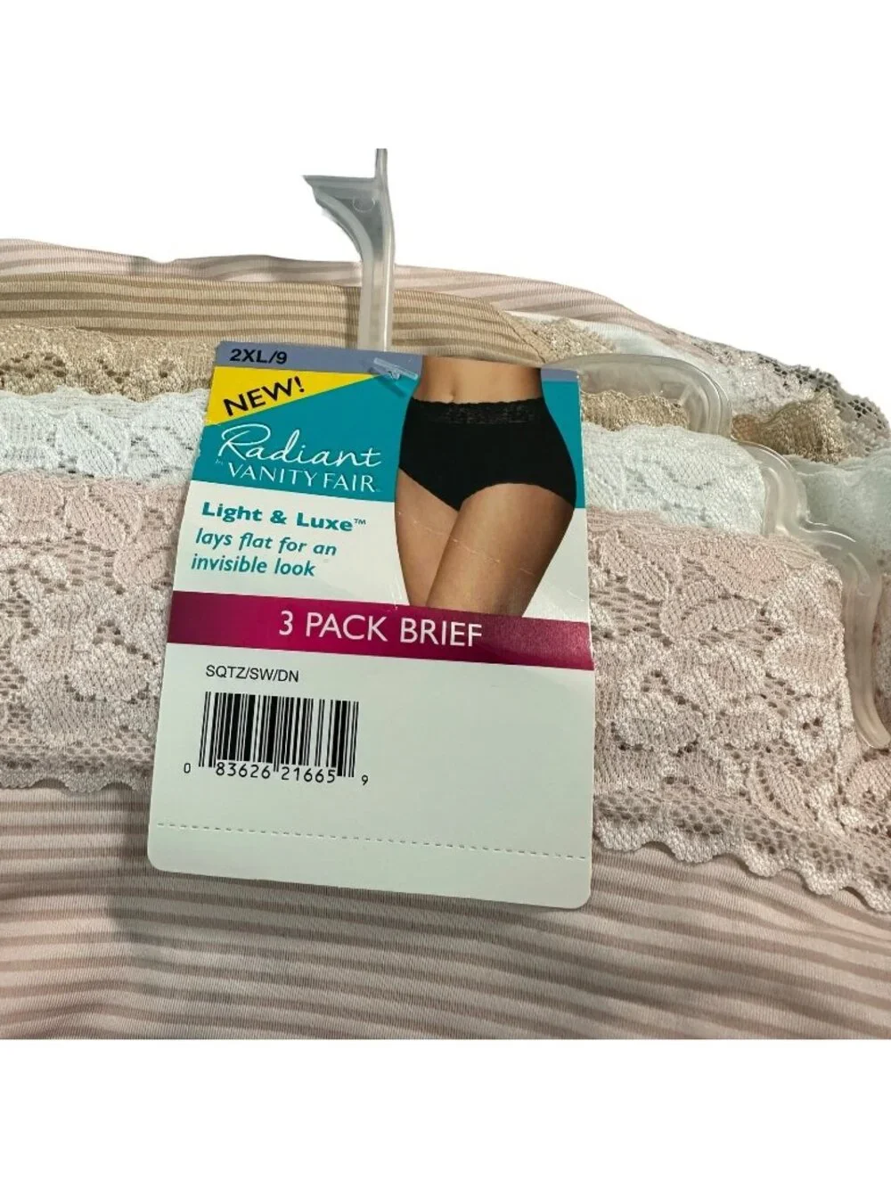 Vanity Fair Radiant Light Luxe Brief Underwear Stretch Lace Waistband 3-Pack 2XL